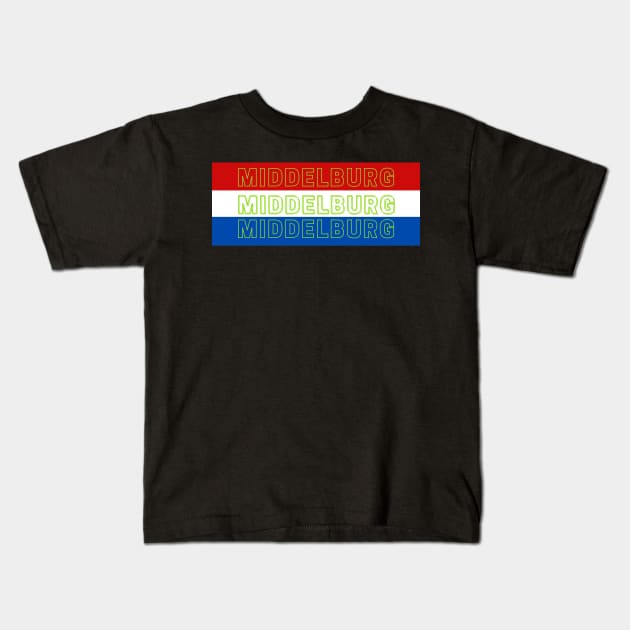 Middelburg City in Netherlands Flag Colors Stripes Kids T-Shirt by aybe7elf